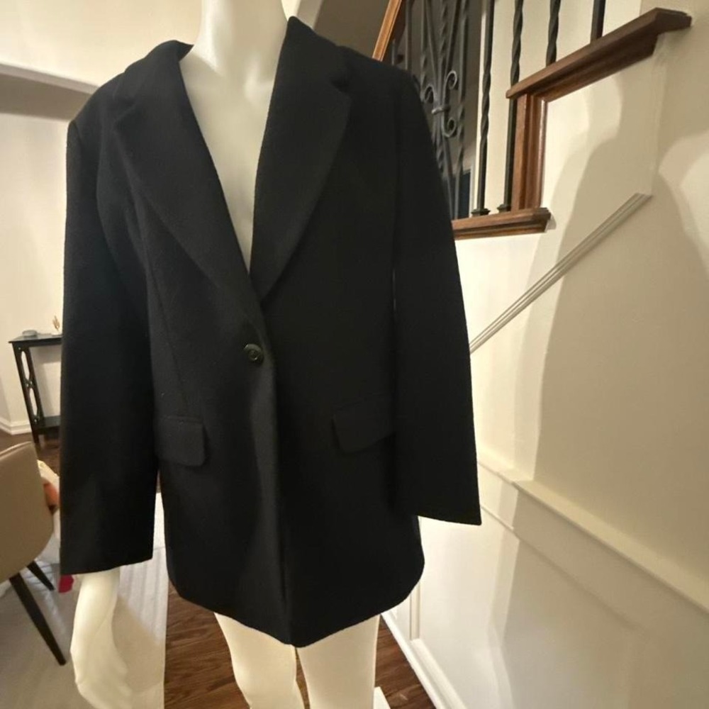 J.G. Hook Black Wool‎ Blend Coat | Size 12 | Classic Tailored Jacket